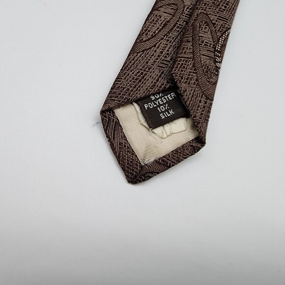 Givenchy Monsieur Necktie Geometric Brown Silk Blenc 3.25" W 57" L VTG Retro - Picture 7 of 7